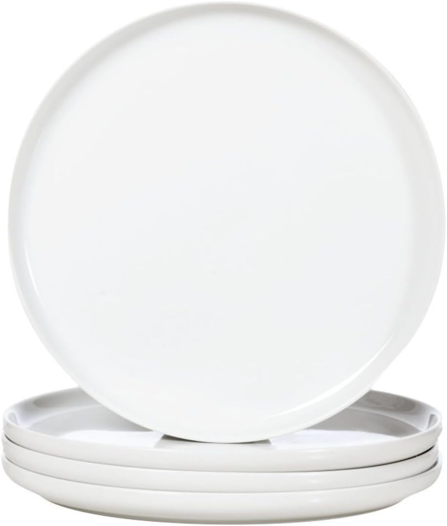 WishDeco White Dinner Plates Set of 4, Ceramic Dining Plates 10.5Inch