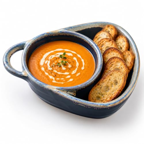 Soup and Sandwich Bowl, New Soup and Sandwich Plate Combo, Soups and Bread Bowl Combo for Breakfast Cookies Bread Salad Fruits (White)