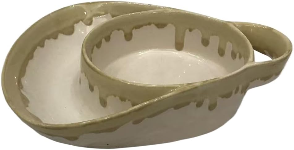 chip and dip plate,muticolor,Divided plate with Handle,Ceramic,Breakfast bowl,Oval,for salad,soup and sandwich plate combo, modern,for bread cracker, for Home and Restaurant, (blue+red)