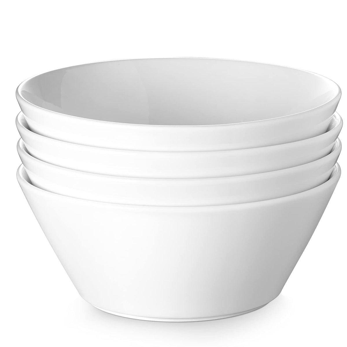 DOWAN 32 OZ Large Soup Bowls Set of 4 - White Ceramic Bowls for Kitchen, Deep Bowls for Cereal, Salad, Pasta, Fruits, Ramen, Dishwasher & Microwave Safe