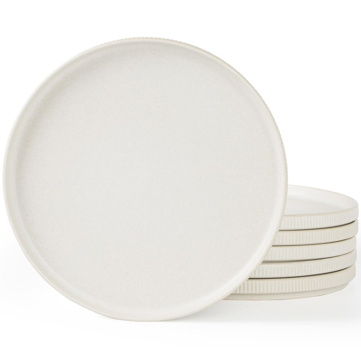 famiware Star 10/8 inches Dinner Plates Set for 6, Cappuccino White