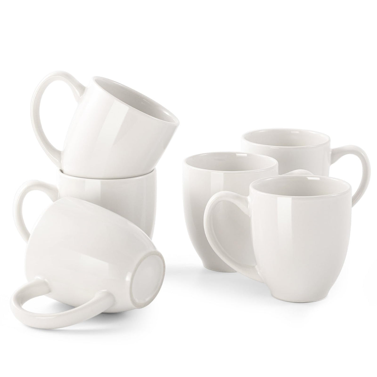DOWAN Coffee Mugs, Black Coffee Mugs Set of 6, 16 oz Ceramic Coffee Cups with Large Handles for Men Women, Porcelain Big Mug for Tea Latte, Mug Gifts for Home Office Party