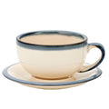 Coffeezone Vintage Design 12 oz Ceramic Latte Art Cappuccino Barista Cup with Saucer (Brown)