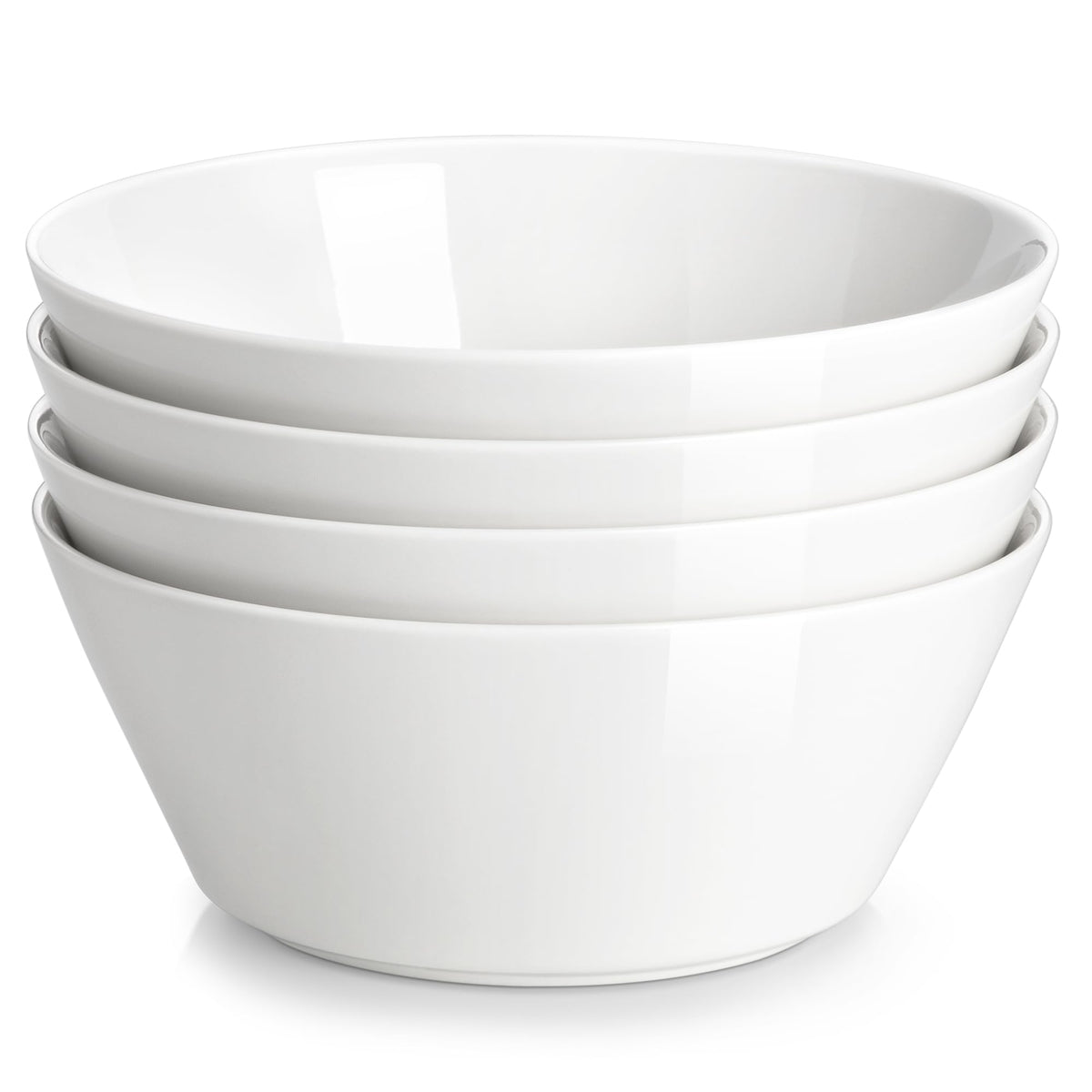 MALACASA 60 OZ Large Salad Soup Bowls Set of 4, White Ceramic Bowls
