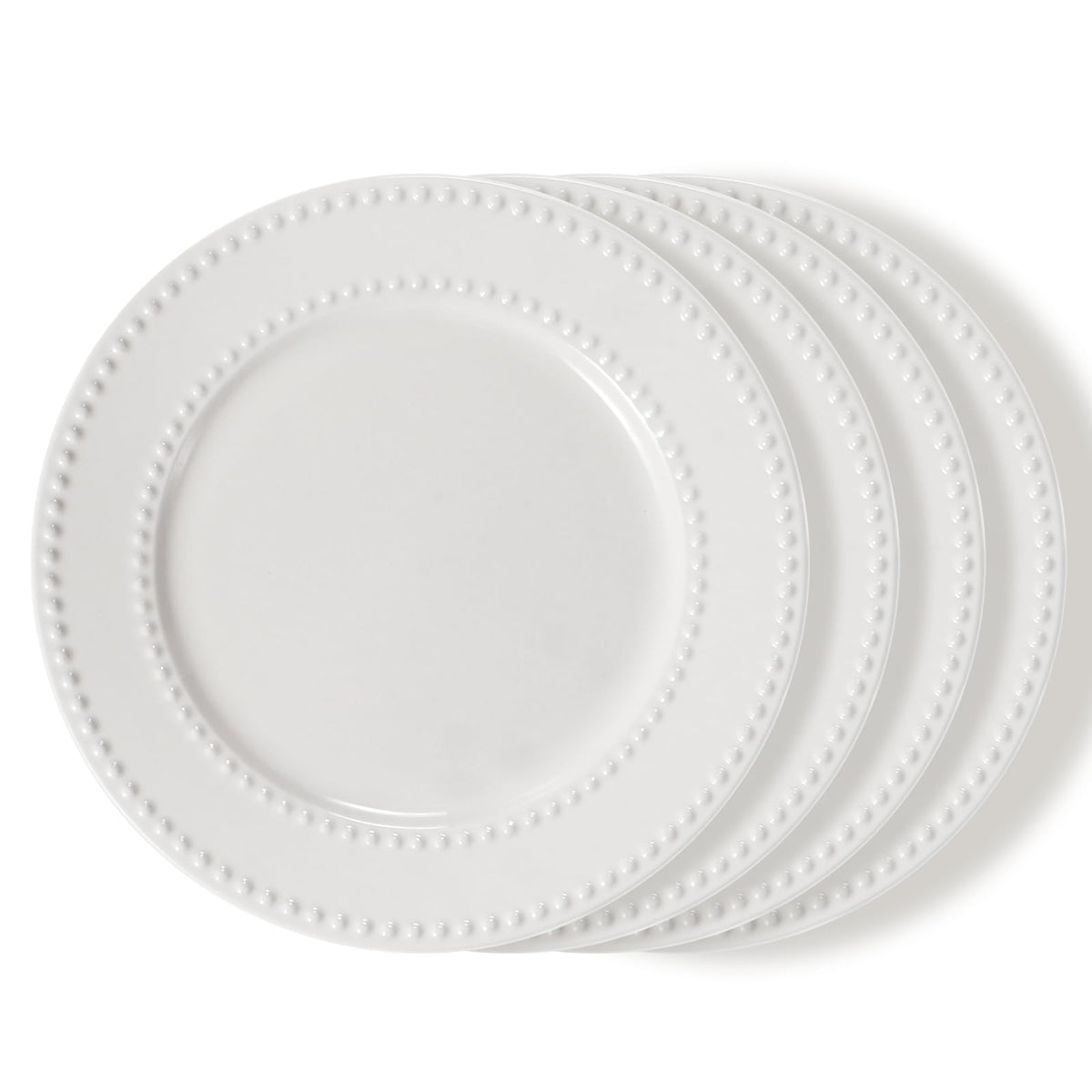 Embossed Ceramic Appetizer & Dessert Plates - Set of 6, 6 inch White Square Dinner Plates for Snack & Restaurant, Dishwasher & Microwave Safe