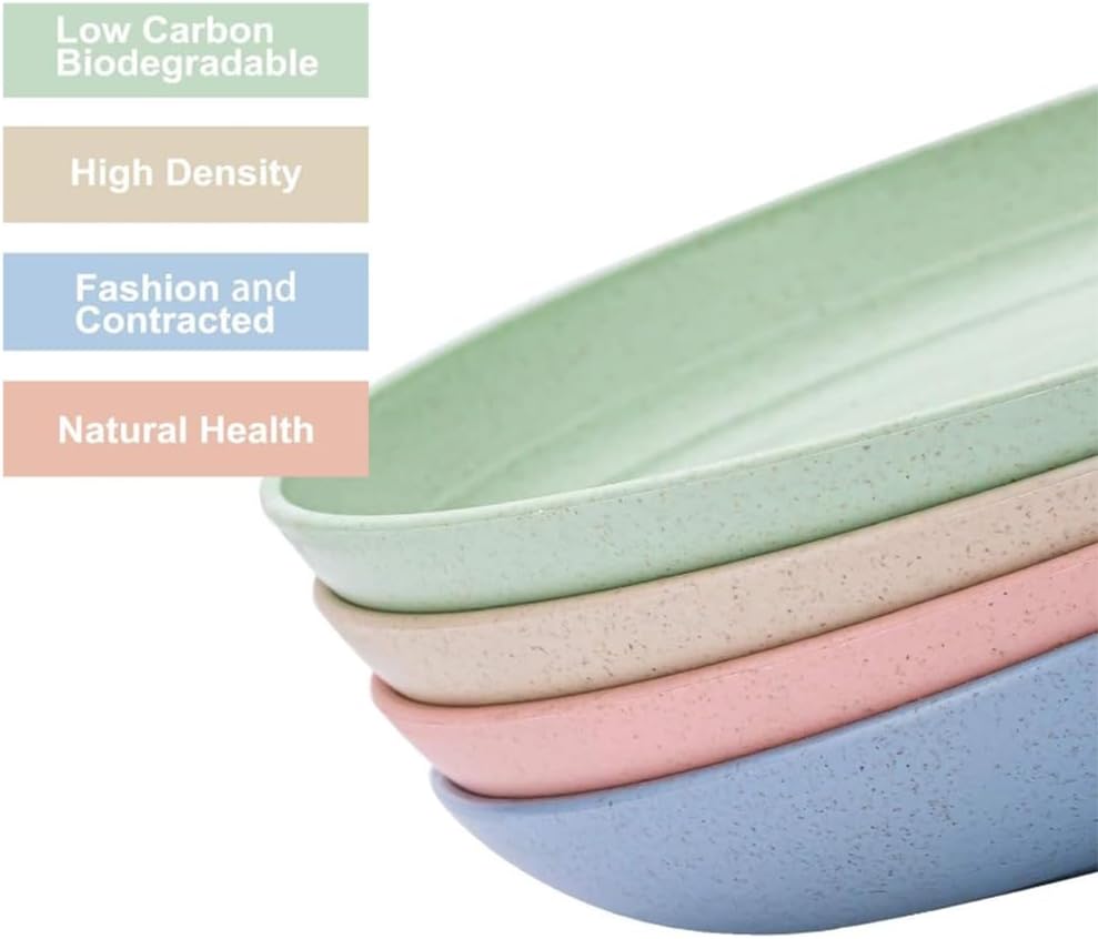 LRUUIDDE Unbreakable Cereal Dinner Plate, 9 Inch Wheat Straw Deep Reusable Plastic, Lightweight Salad Kids for Kitchen Camping BPA FREE Dishwasher Safe