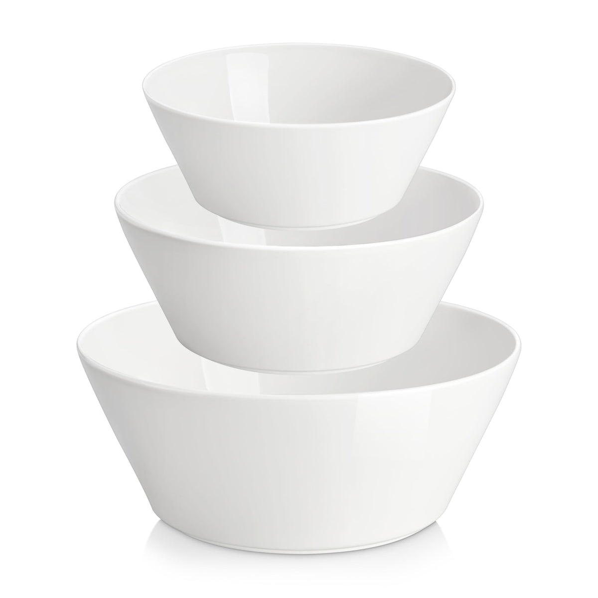 MALACASA 60 OZ Large Salad Soup Bowls Set of 4, White Ceramic Bowls
