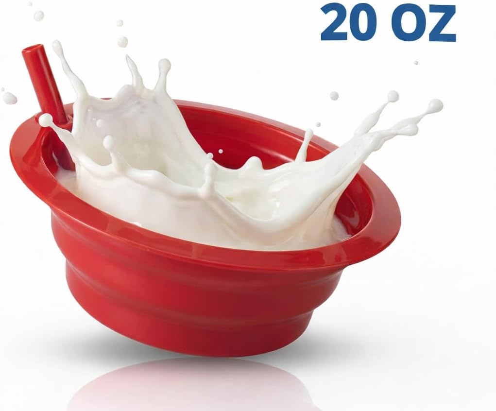 20 Oz Cereal Bowls with Built-In Straws (6-Pack) for Kids & Toddlers