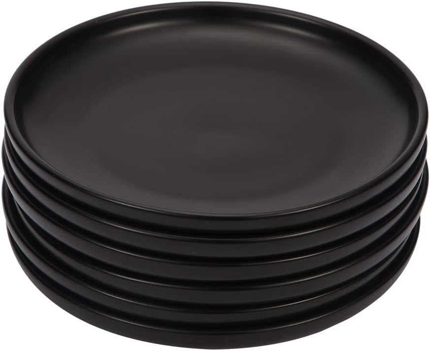 6 Inches Small Appetizer Plates Matte Porcelain, Elegant Mini Size Round Serving Plates for Dessert, Salad, Snacks, Set of 6 (Black)