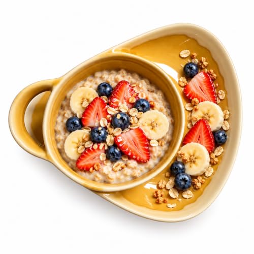 Soup and Sandwich Bowl, New Soup and Sandwich Plate Combo, Soups and Bread Bowl Combo for Breakfast Cookies Bread Salad Fruits (White)