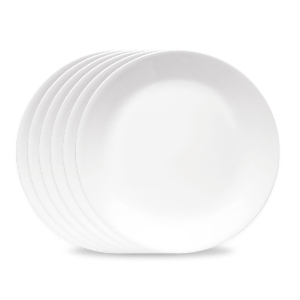 Corelle Vitrelle 8-Piece Dinner Plates Set Triple Layer Glass and Chip Resistant, Lightweight Round Plates, Winter Frost White
