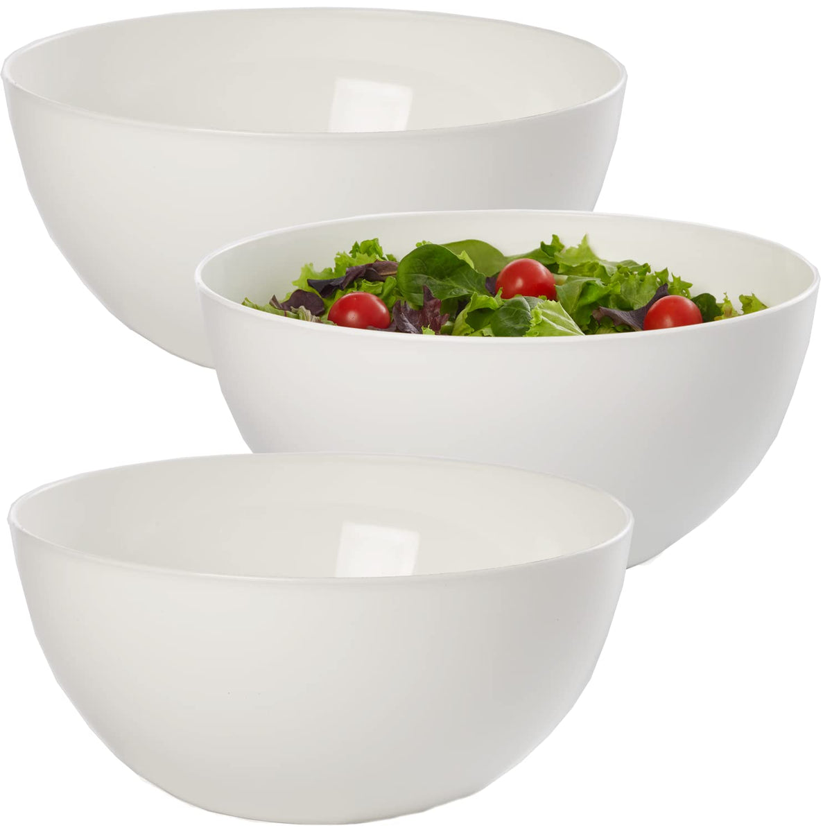 US Acrylic Vista Clear Plastic Salad and Serving 10-inch Bowls | set of 3 | Reusable, BPA-free, Made in the USA | 135 oz. capacity