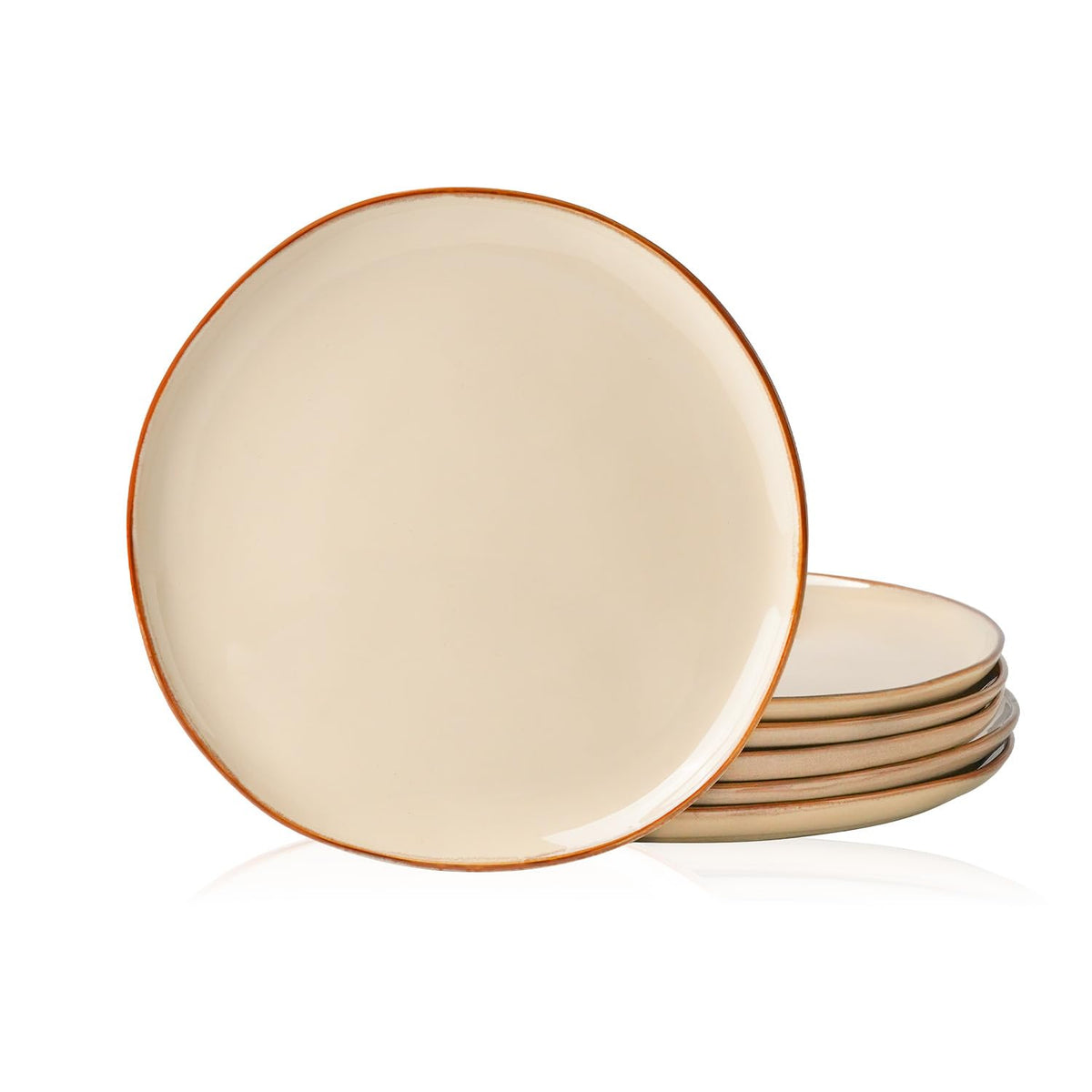 KINGSTONE 4 Piece Stoneware Plate Sets, 10.6 Inch Irregular Shaped Plates