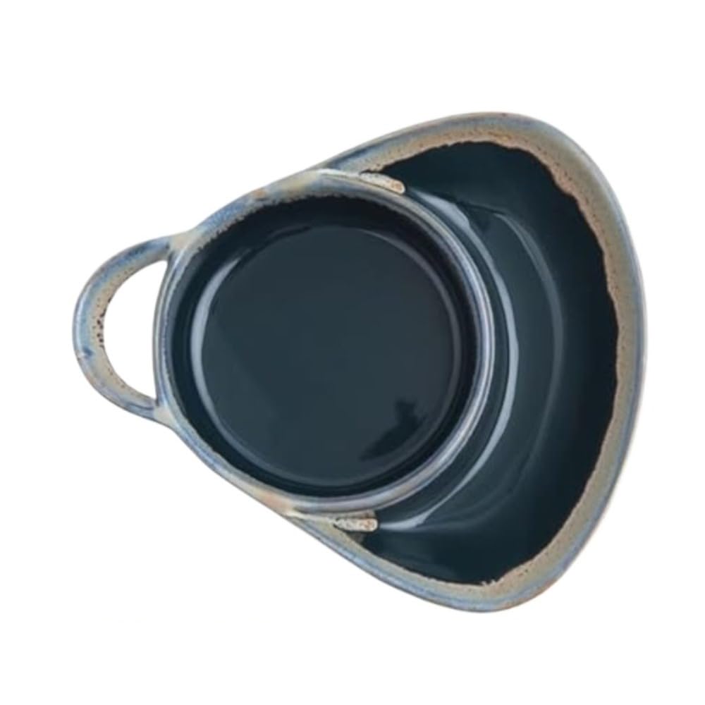 chip and dip plate,muticolor,Divided plate with Handle,Ceramic,Breakfast bowl,Oval,for salad,soup and sandwich plate combo, modern,for bread cracker, for Home and Restaurant, (blue+red)