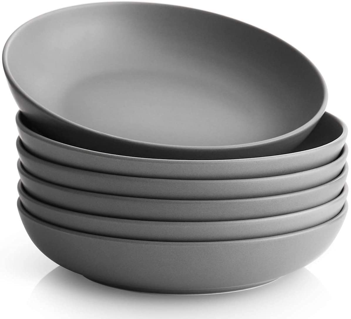 Y YHY Pasta Bowls Set of 6, High-Fired Porcelain White Salad Bowls 30 oz Wide Shallow Serving Soup Bowls, Microwave Dishwasher Safe 8.5" Pasta Plates Kitchen Bowls for Dinner Family Gatherings