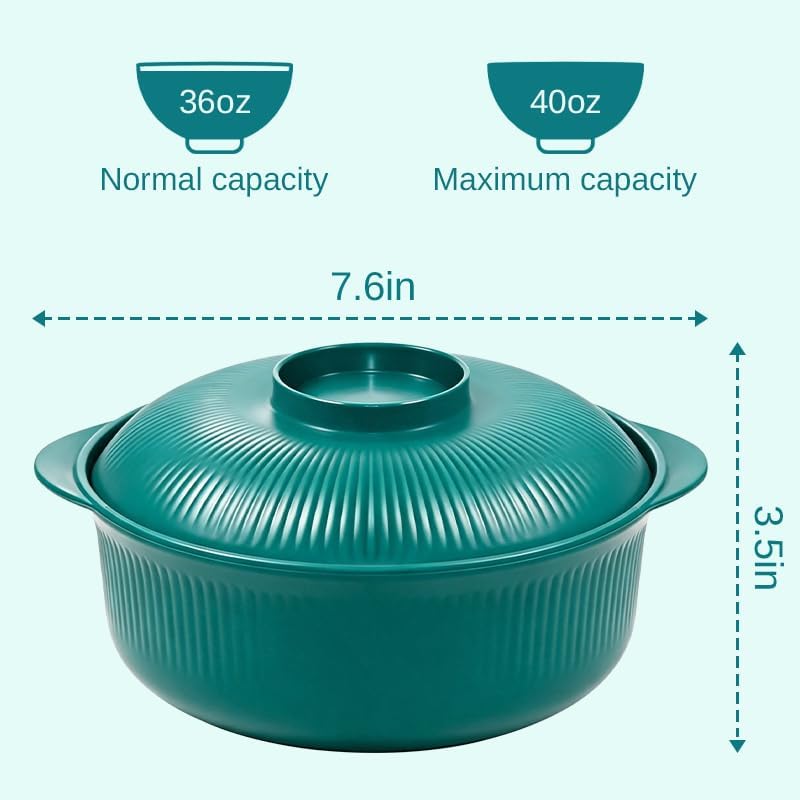 Microwave Bowls with Lids, 40 oz Lightweight Unbreakable Bowls, 4 Pack