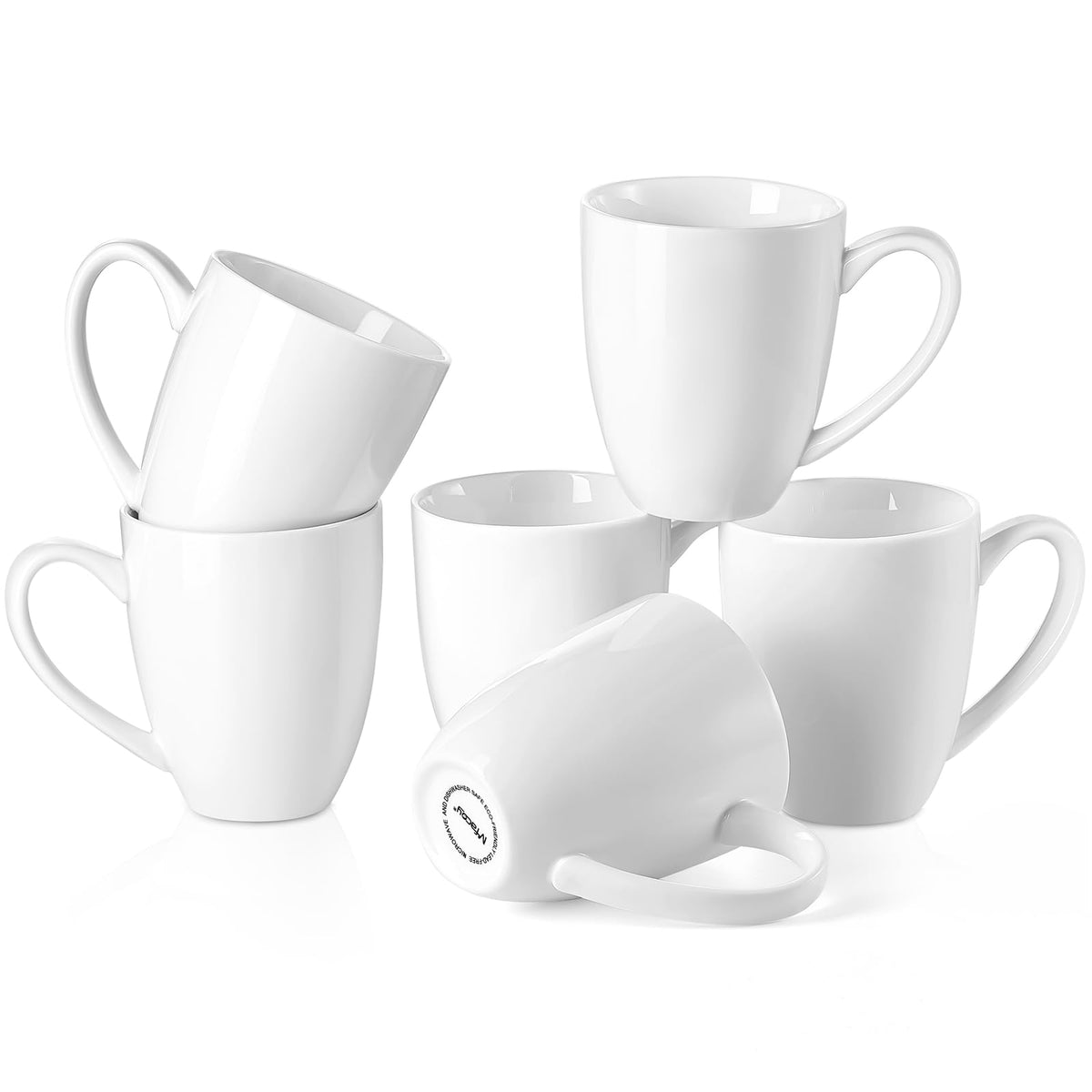 Porcelain Coffee Mugs Set of 6, 13 Ounce Coffee Cups with Handle, Ceramic Tea Mugs for Latte, Hot Tea, Cappuccino, Mocha, Cocoa, Blue Assorted Colors Mug Gift Set, Dishwasher and Microwave Safe