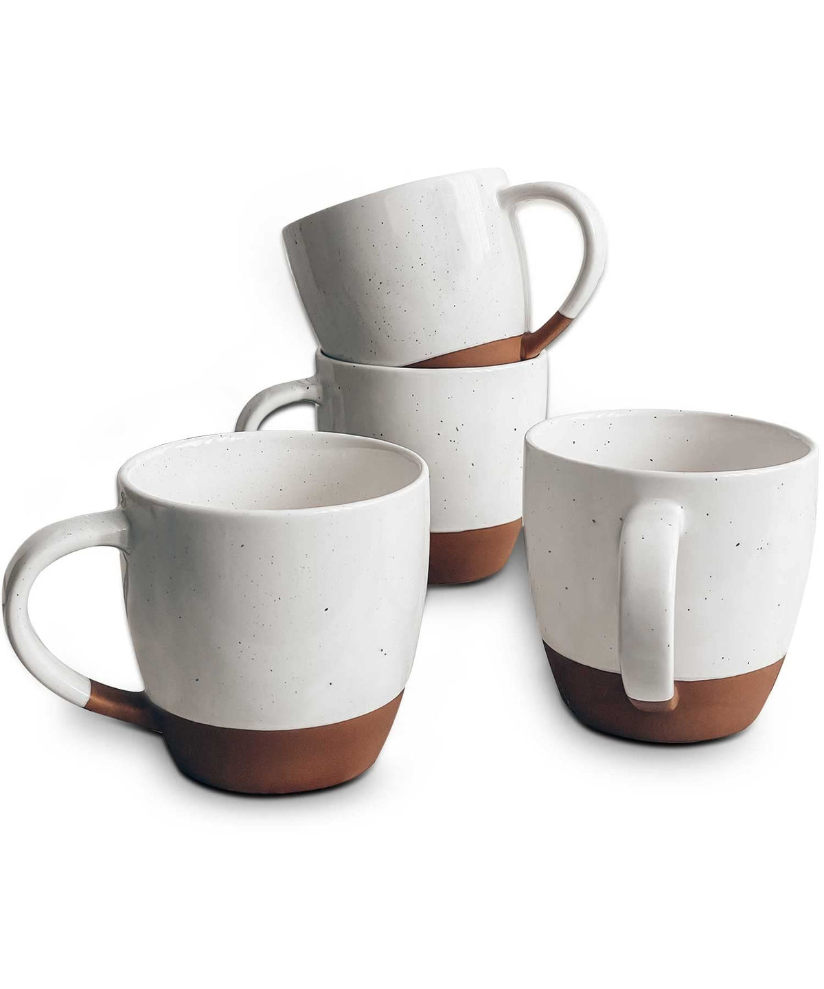 MORA Ceramic Large Latte Mug Set of 4, 16oz - Microwavable, Porcelain Coffee Cups With Big Handle - Modern, Boho, Unique Style For Any Kitchen. Microwave Safe Stoneware - Assorted Neutrals