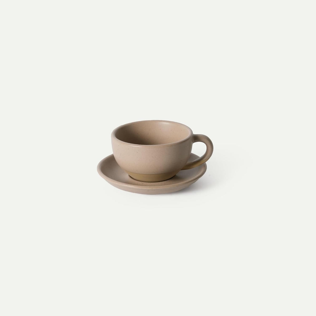 MORA Ceramic Latte Art Mug With Saucer - 12 oz, Round Bottom For Perfect Pours - Cafe Cups for Cappuccino, Espresso, Coffee, Tea etc - Porcelain Set for Baristas, Great Gift - Oat