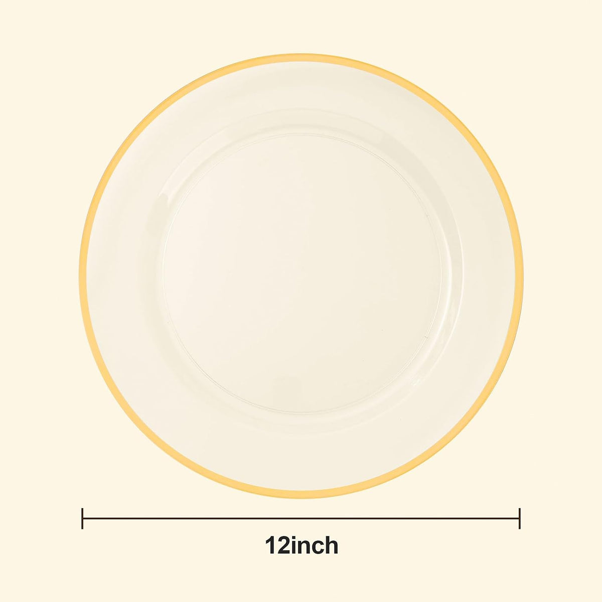 BESTSTAR 50 Pack 12 Inch Clear Charger Plates with Gold Rim