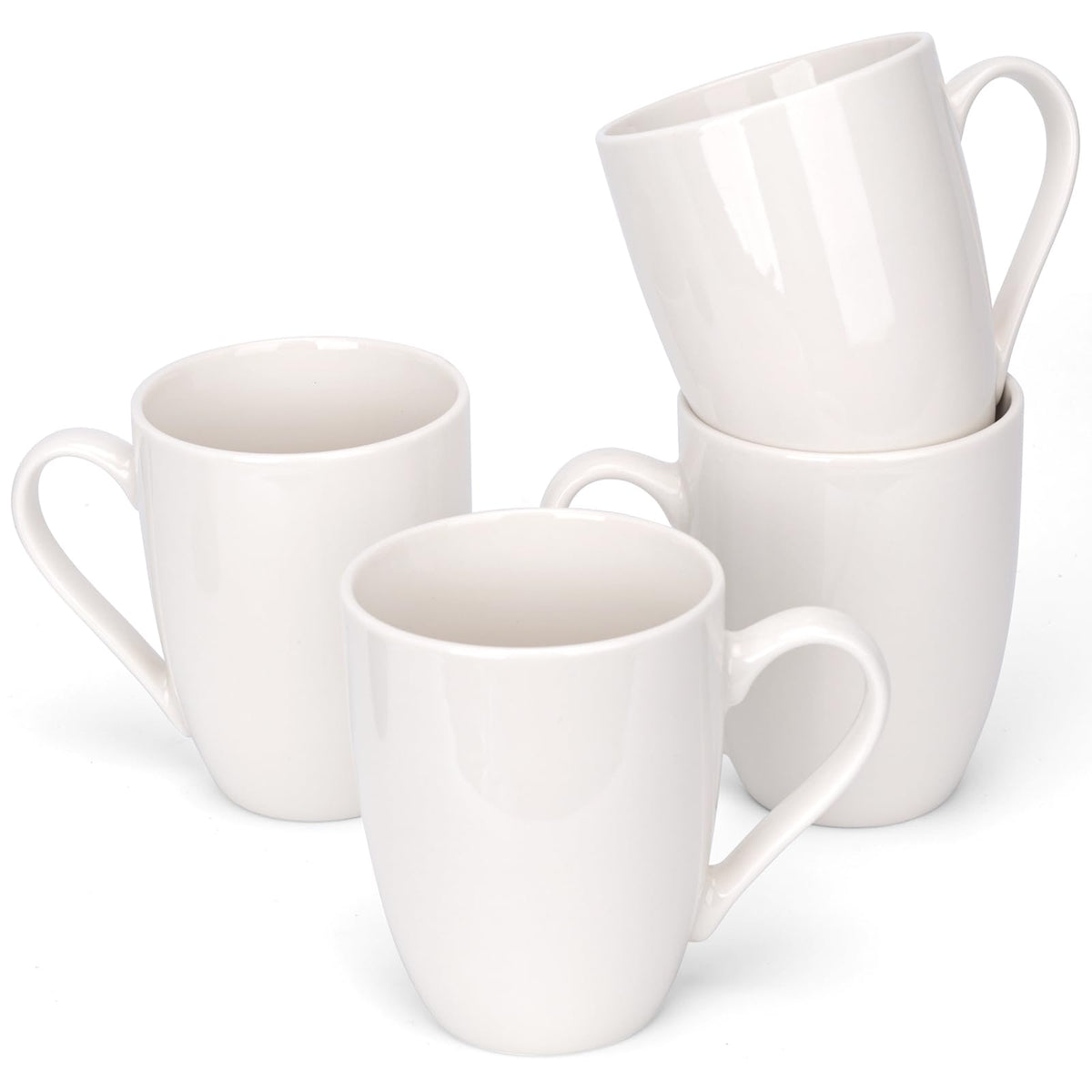 6 Pack Ceramic Coffee Mugs Set, 12 OZ Porcelain, White