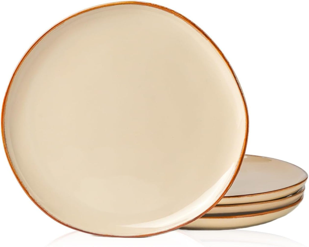 KINGSTONE 4 Piece Stoneware Plate Sets, 10.6 Inch Irregular Shaped Plates