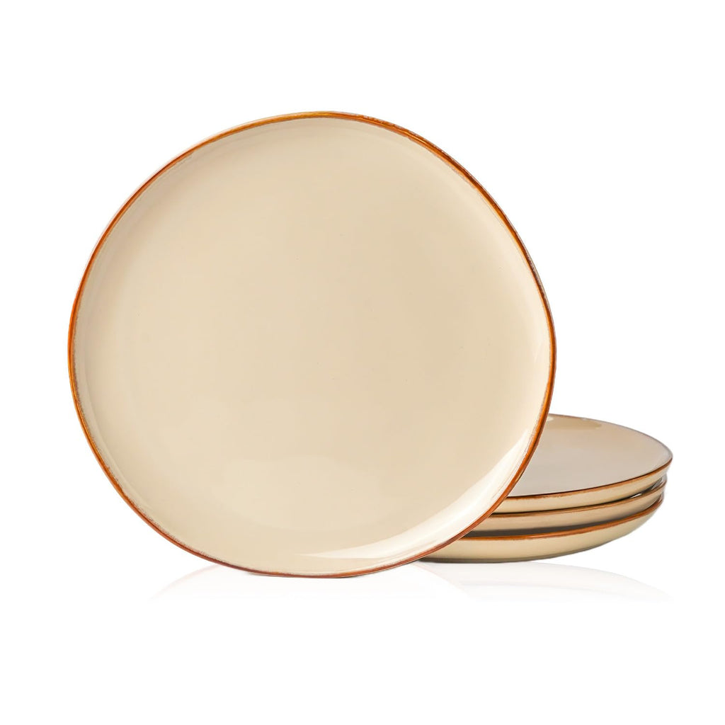 KINGSTONE 4 Piece Stoneware Plate Sets, 10.6 Inch Irregular Shaped Plates