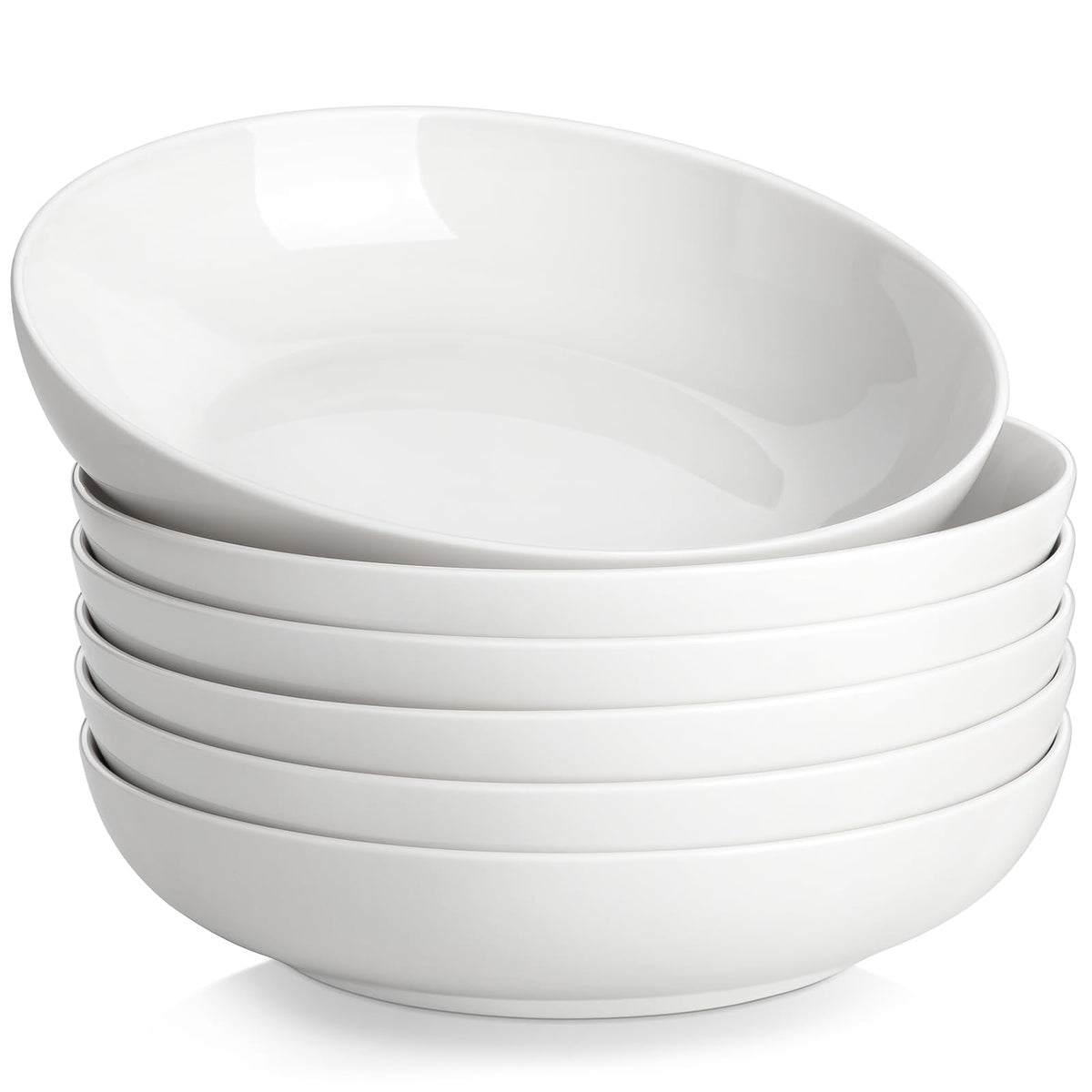 MALACASA 10" Large Pasta Bowls Set of 4, 56 OZ Wide and Shallow Salad Bowls Soup Bowls, Porcelain White Serving Bowls, Kitchen Bowl Plates Pasta Plates, Microwave & Dishwasher Safe, Series REGULAR