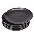Matte Black Porcelain Dinner Plate Set, 8-Inch Modern Round Reusable Lunch & Dessert Plates, 6 Count