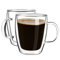 YUNCANG Double Wall Coffee Mugs, (4-Pcak) 16 Ounces-Clear Glass Cups with Handle,lnsulated,Cappuccino,Tea,Latte Cups,Beverage Glasses Heat Resistant