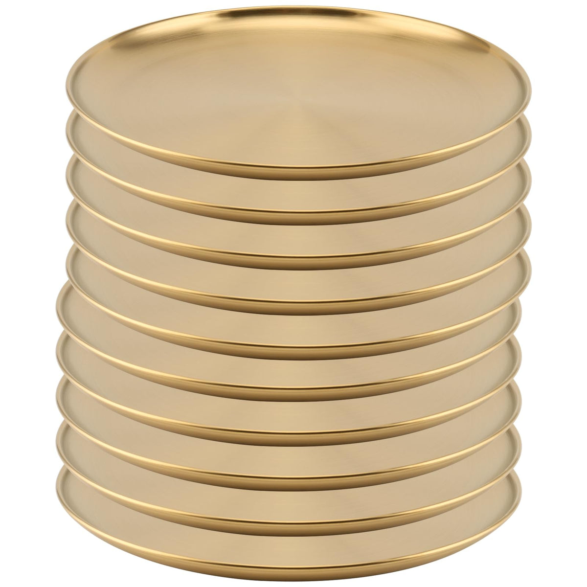 MOUYAT 6 PCS 12 Inch Large Stainless Steel Plate, 30cm Round Dinner Metal Plates, Metal Salad Steak Plates Reusable Dinner Dish for Eating Serving Camping Outdoor BBQ Home Kitchen, Frosted Gold