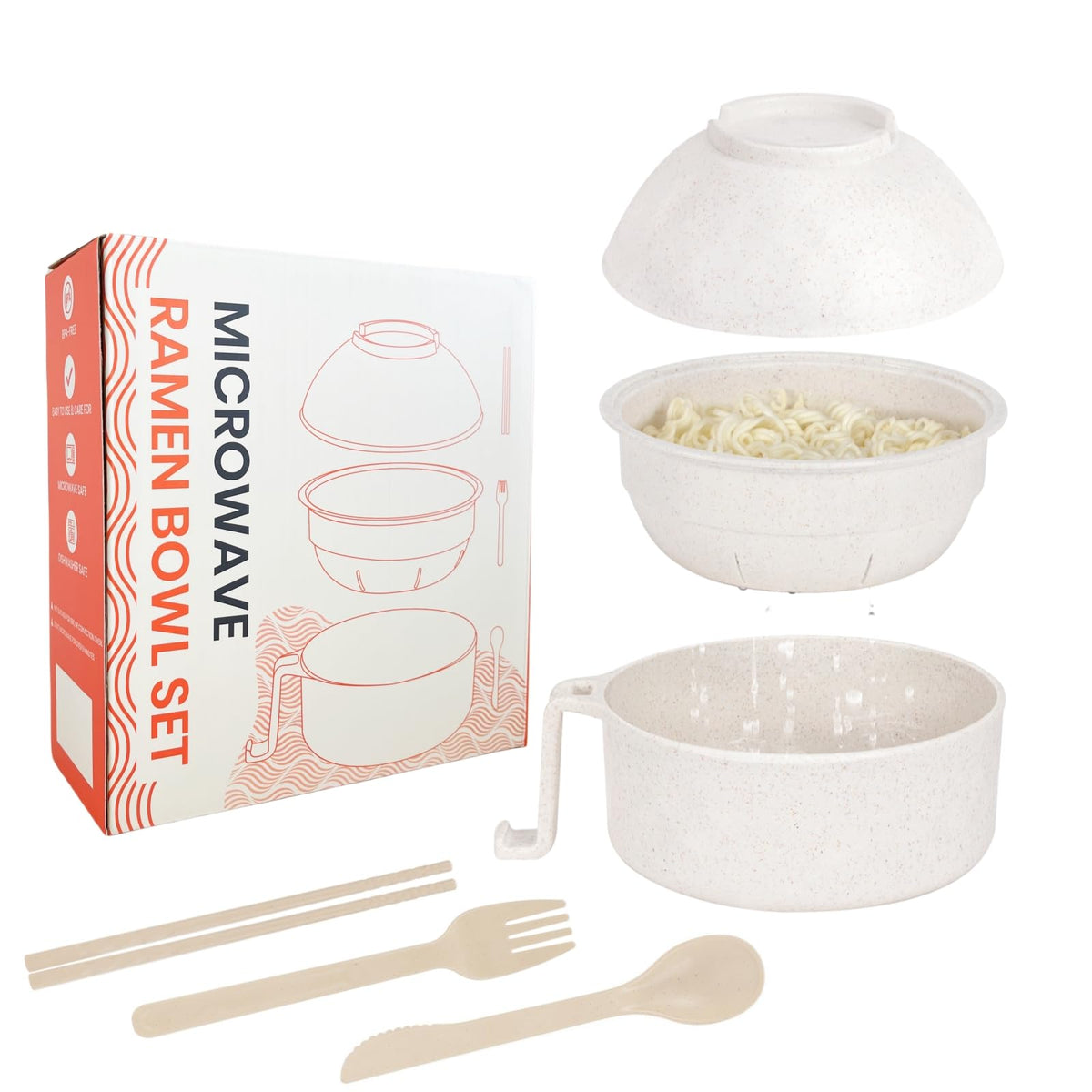 Microwave Ramen Cooker,Ramen Bowl Set,Microwave Noodle Bowl With Chopsticks and Spoon, College Dorm Room Essentials for Girls for Boys, Apartment Essentials, BPA-Free. (Deep Blue)