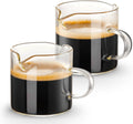Qipecedm Espresso Cups Set of 2, 4 OZ Double Spouts Cups, Shot Glasses, Milk Cup with Handle, Clear Glass, Espresso Accessories for Machine, Small
