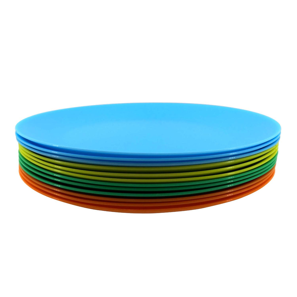 AOYITE 10 inch Plastic Plates Reusable Set 12, BPA Free Kid Plate Grey Tone