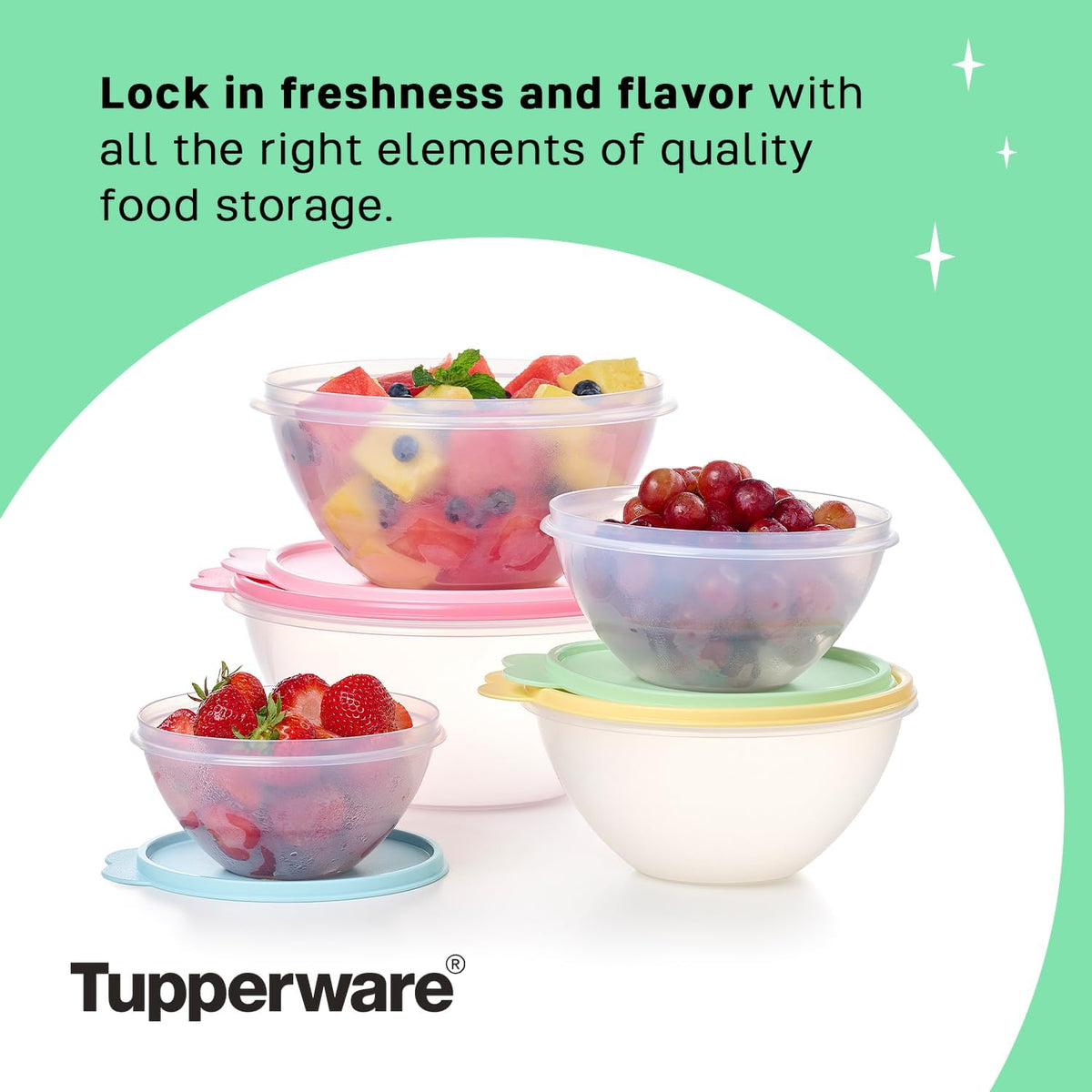 Tupperware Wonderlier 10-Piece Vintage Pastel Set (5 Bowls + 5 Lids)