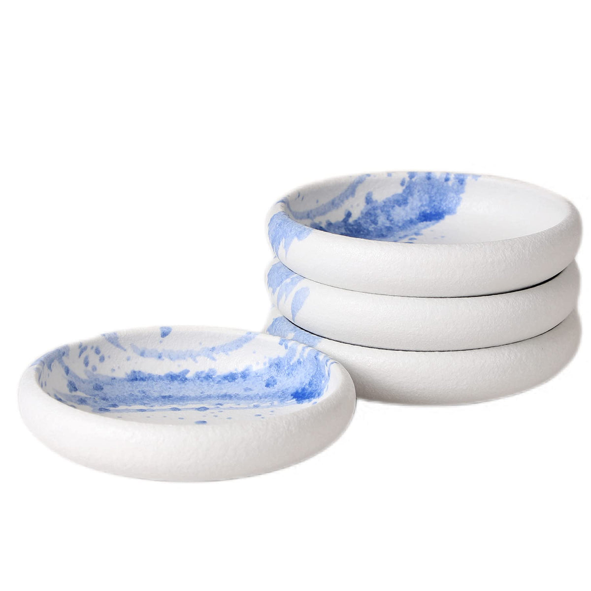 Uaral Salad Plate Appetizer Plate Stoneware Serving Dishes,Japanese Dish Set of 4,5.5 inch 14 oz (Emerald Green)