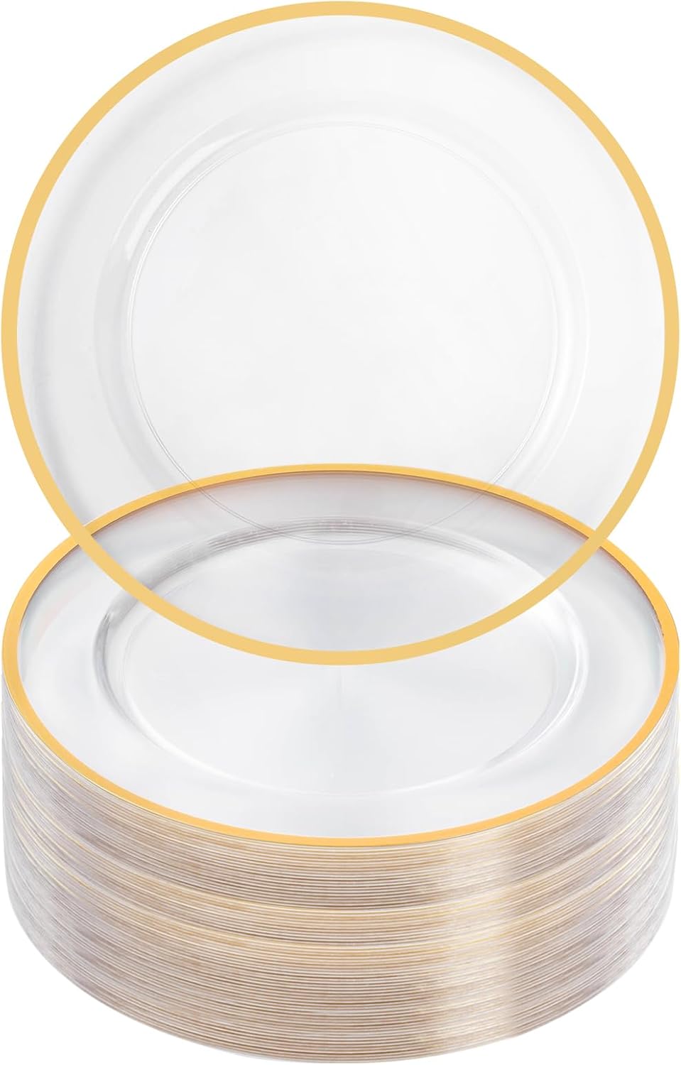 Goodluck 100 Pack 12 Inch Clear Charger Plates with Gold Rim