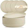 Wrova Large Wheat Straw Dinner Plates - 11 Inch Unbreakable Set of 8 - Dishwasher & Microwave Safe, Deep Edge for Kitchen and Camping (Black)