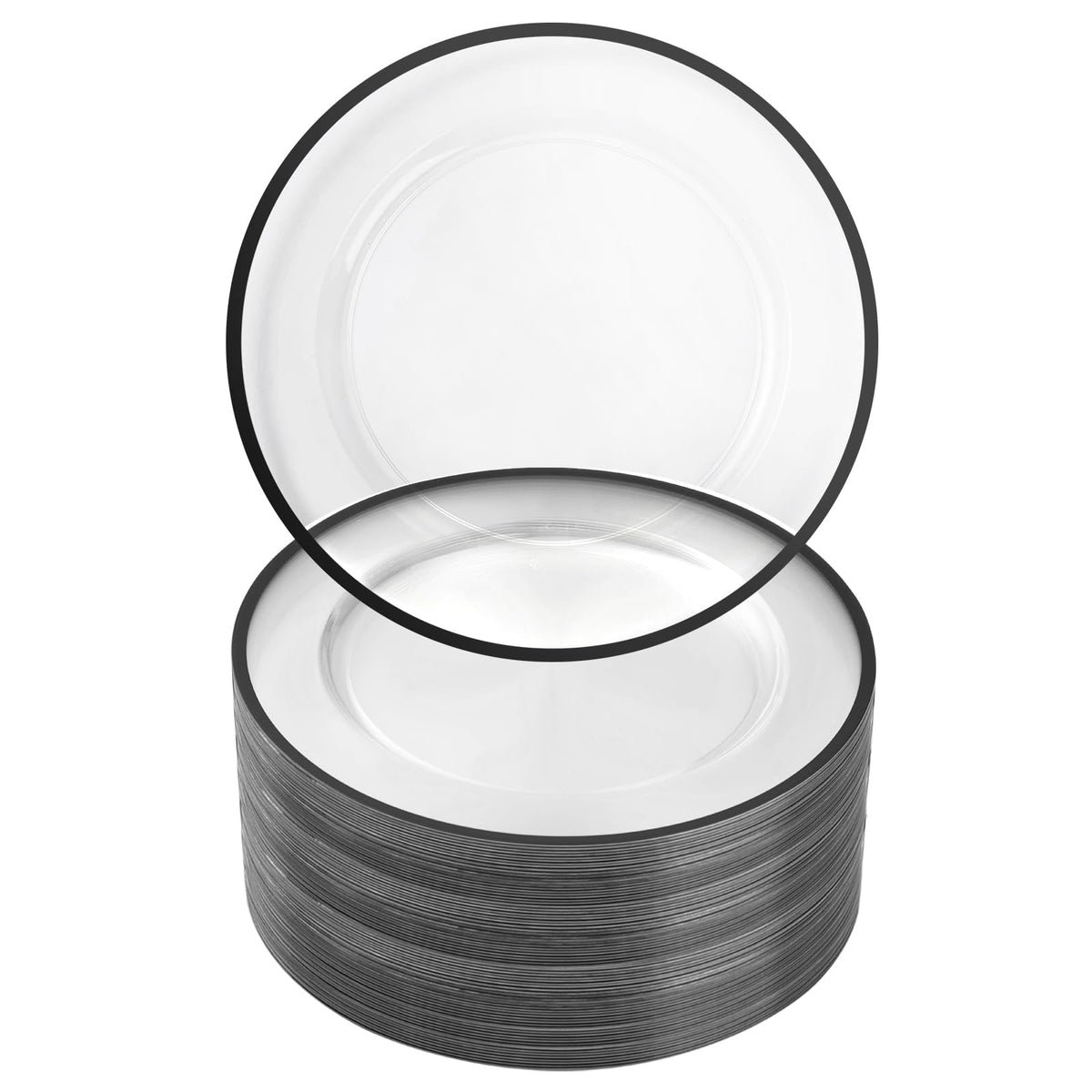 Goodluck 100 Pack 12 Inch Clear Charger Plates with Gold Rim