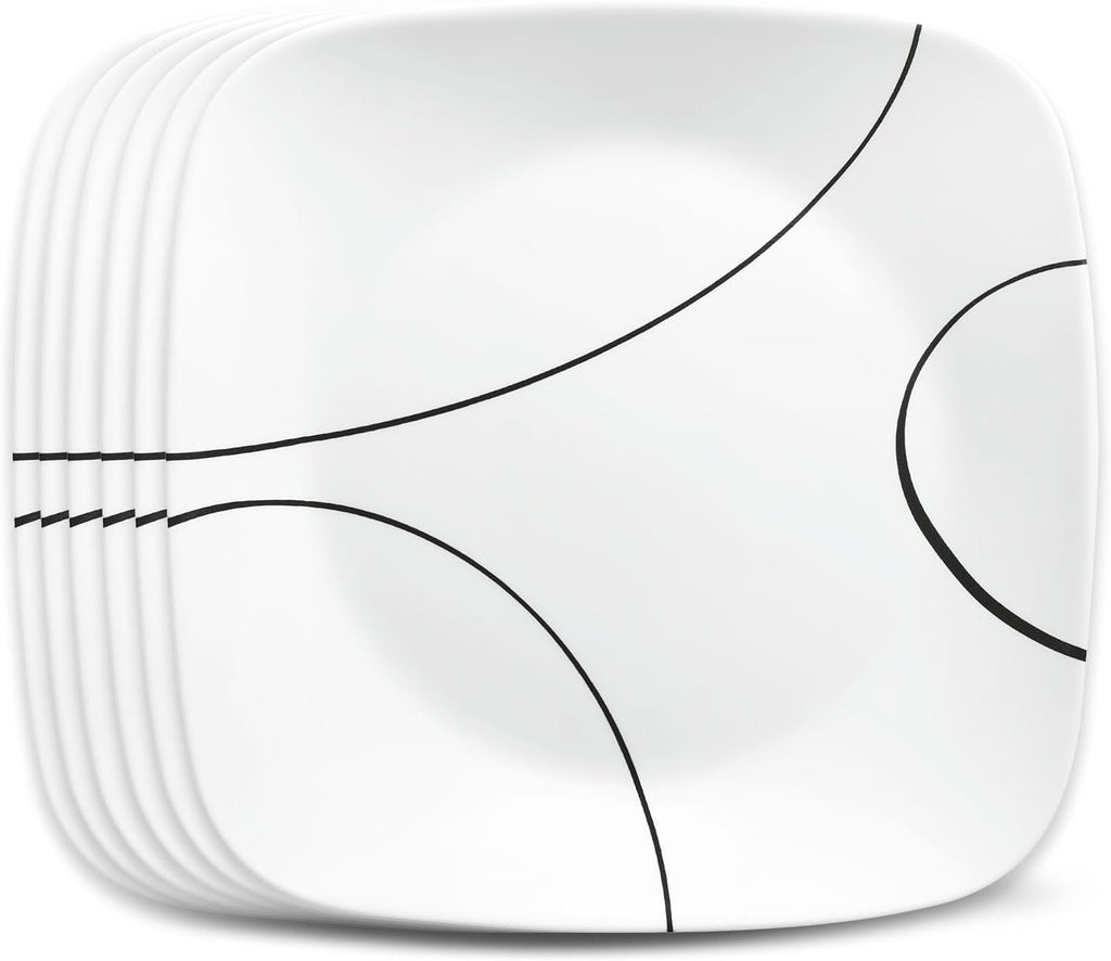 Corelle Simple Lines 6-Piece 8.75-Inch Square Lunch Plate Set