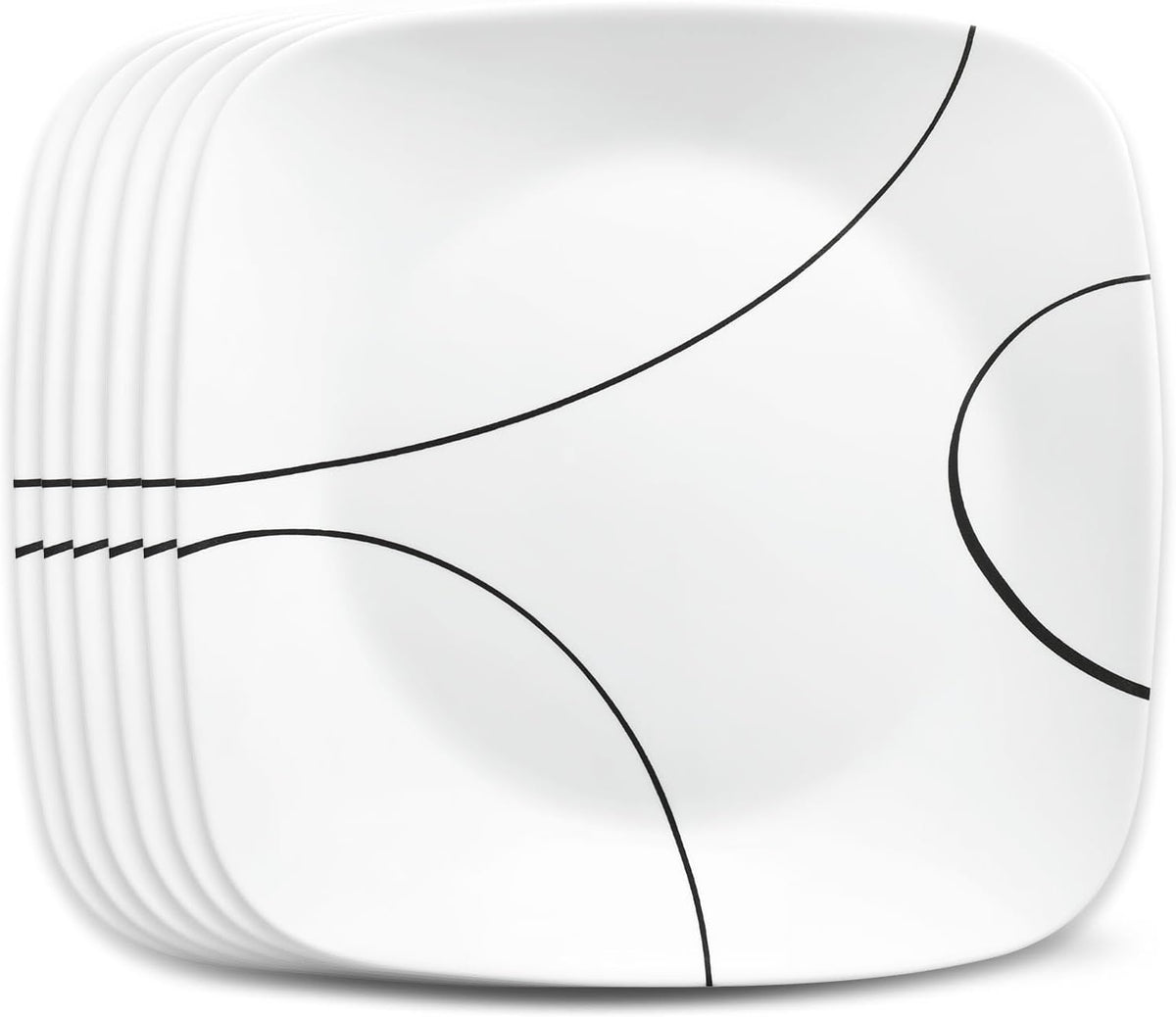 Corelle Simple Lines 6-Piece 8.75-Inch Square Lunch Plate Set
