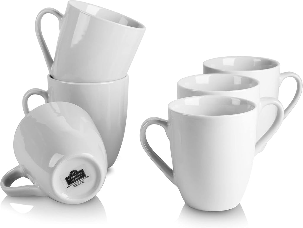 10 Strawberry Street Simply White 12 oz Mug, Set of 6