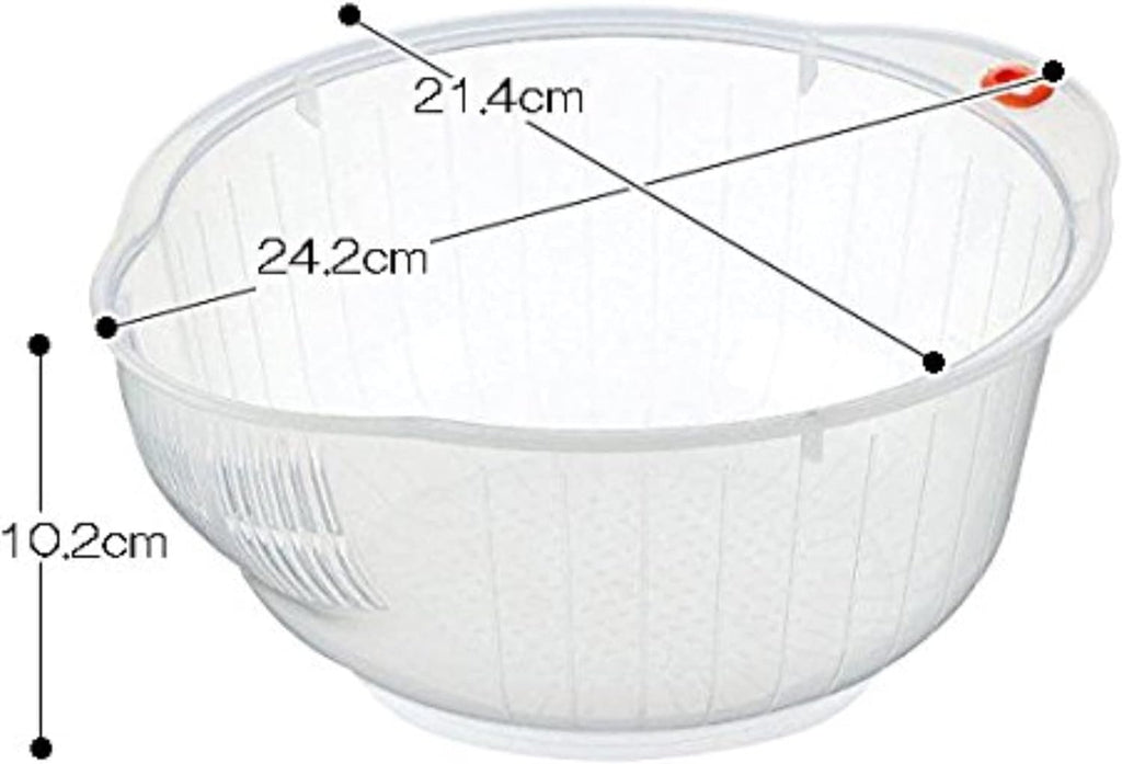 Inomata Plastic Japanese Rice Washing Bowl with Strainer, 2 quart