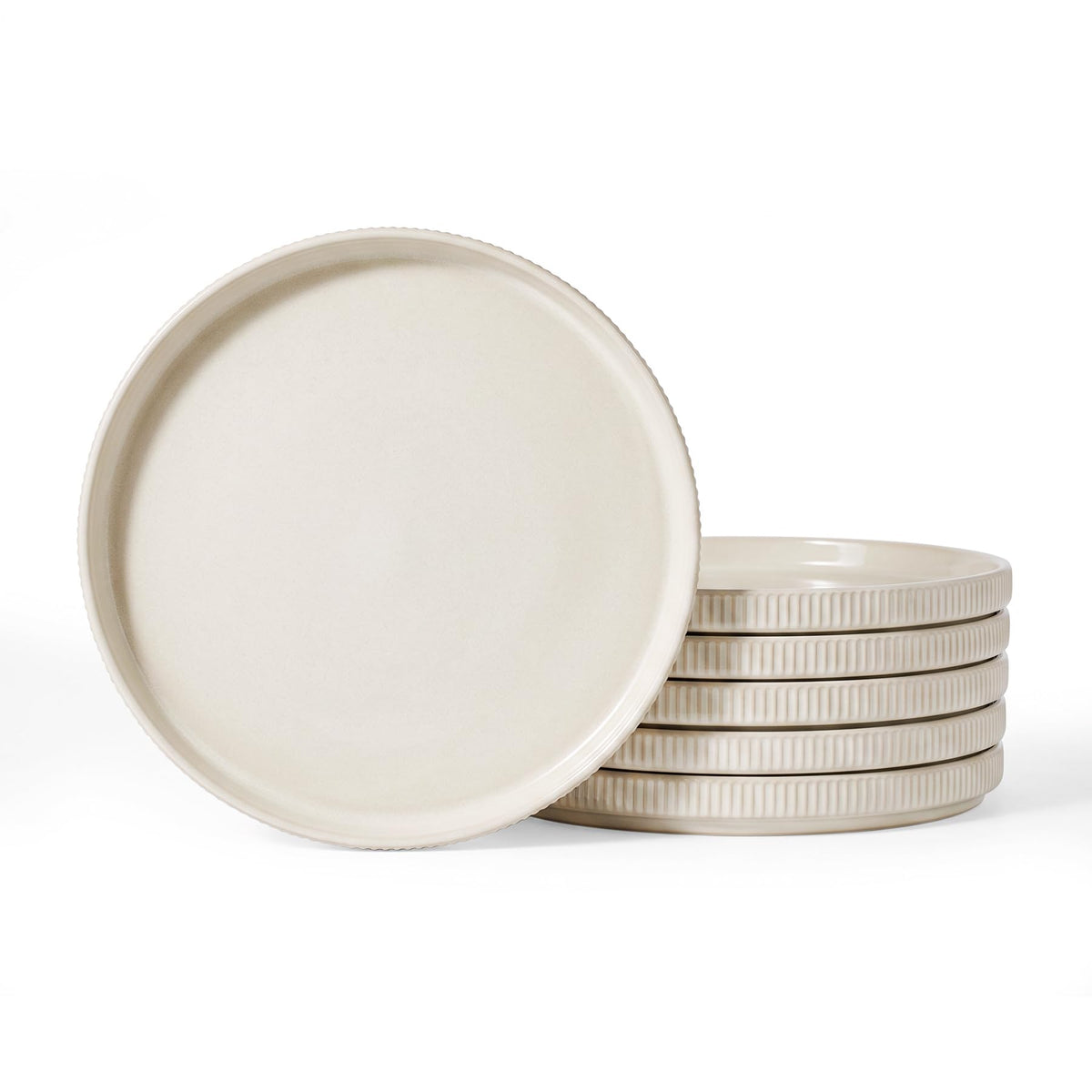 famiware Star 10/8 inches Dinner Plates Set for 6, Cappuccino White