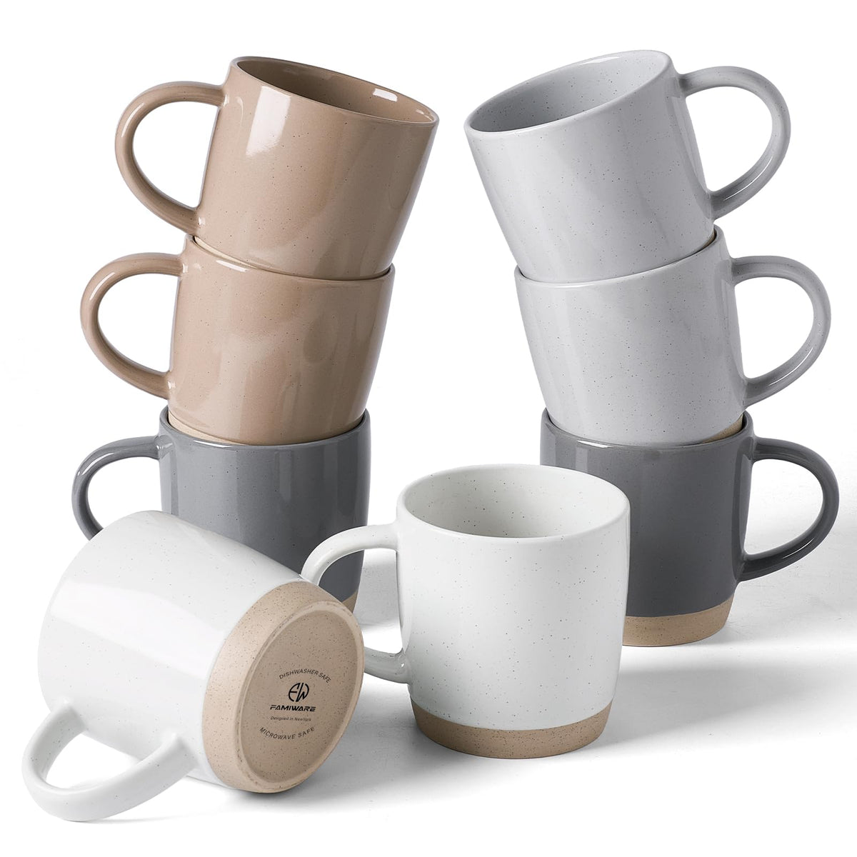 famiware Milkyway Coffee Mugs of 4, 13 oz Mug Set, Ceramic Cup with Handle