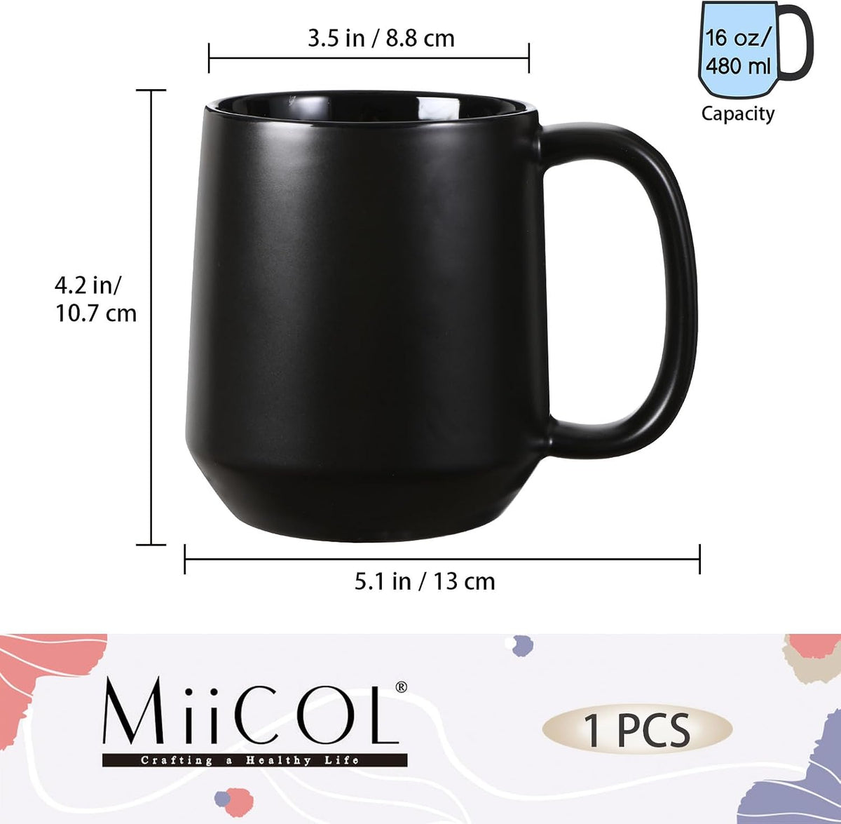 Miicol Ceramic Coffee Mug, 16 oz Large Coffee Cup, Tea Mug with Handle