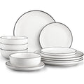 Ceramic White Dinner Plates Set of 6, 10.5 Inch Plates for Kitchen, Microwave Oven and Dishwasher Safe, Modern Dishes Set for Pasta,Steak, Dessert, Salad