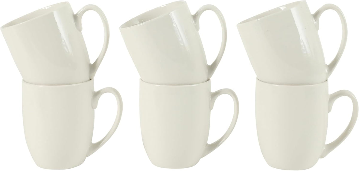 Gibson Home Great Essentials 16 Ounce Porcelain Coffee Mugs - Set of 6 - Cups for Latte, Hot Tea, Cappuccino, Mocha, Espresso, Cocoa