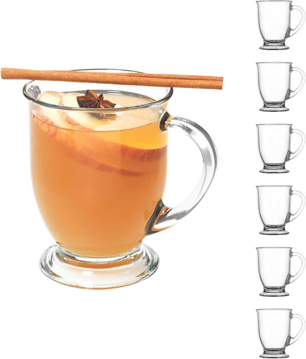 Anchor Hocking Café Glass Coffee Mugs, 16 oz, Set of 6