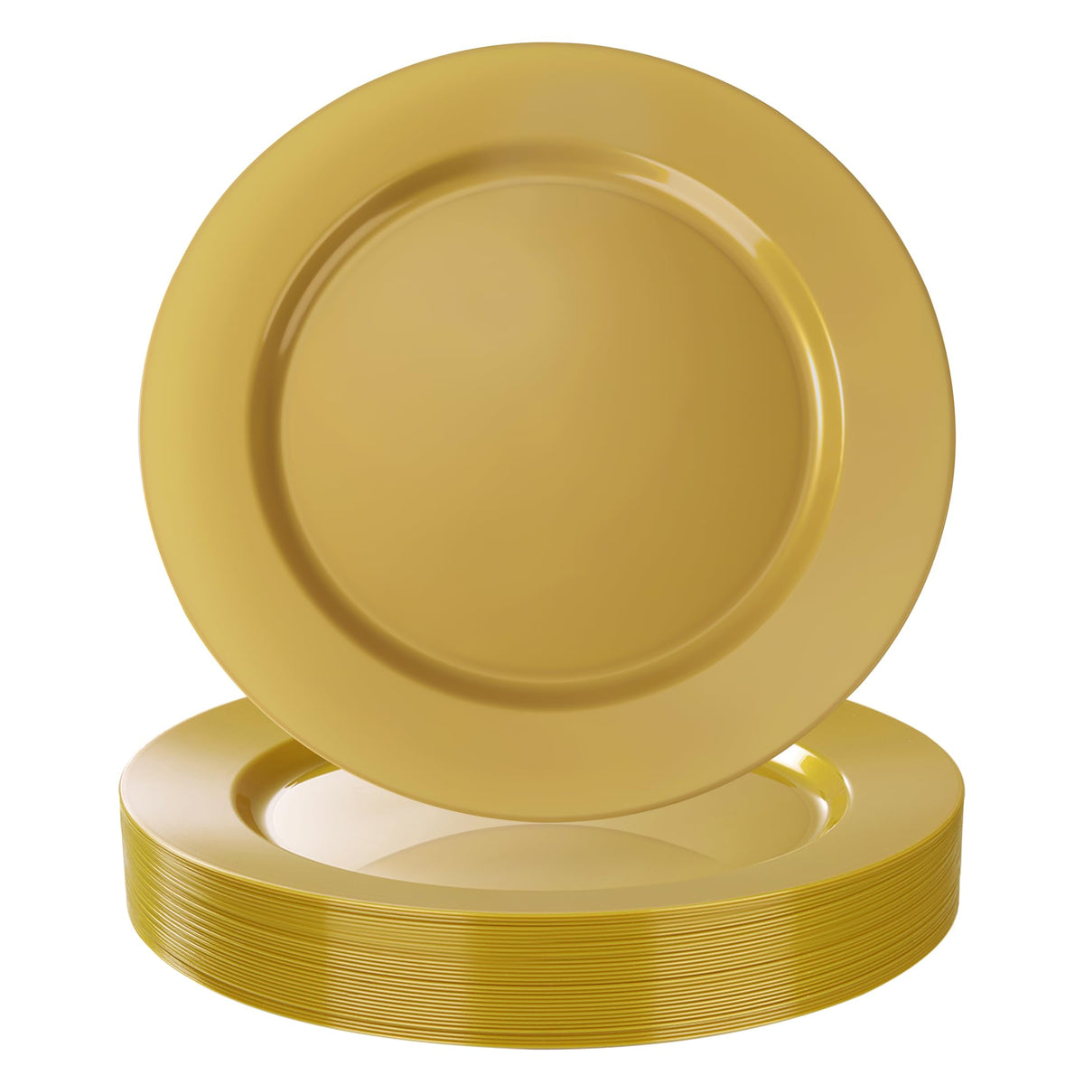 BESTSTAR 50 Pack 12 Inch Clear Charger Plates with Gold Rim